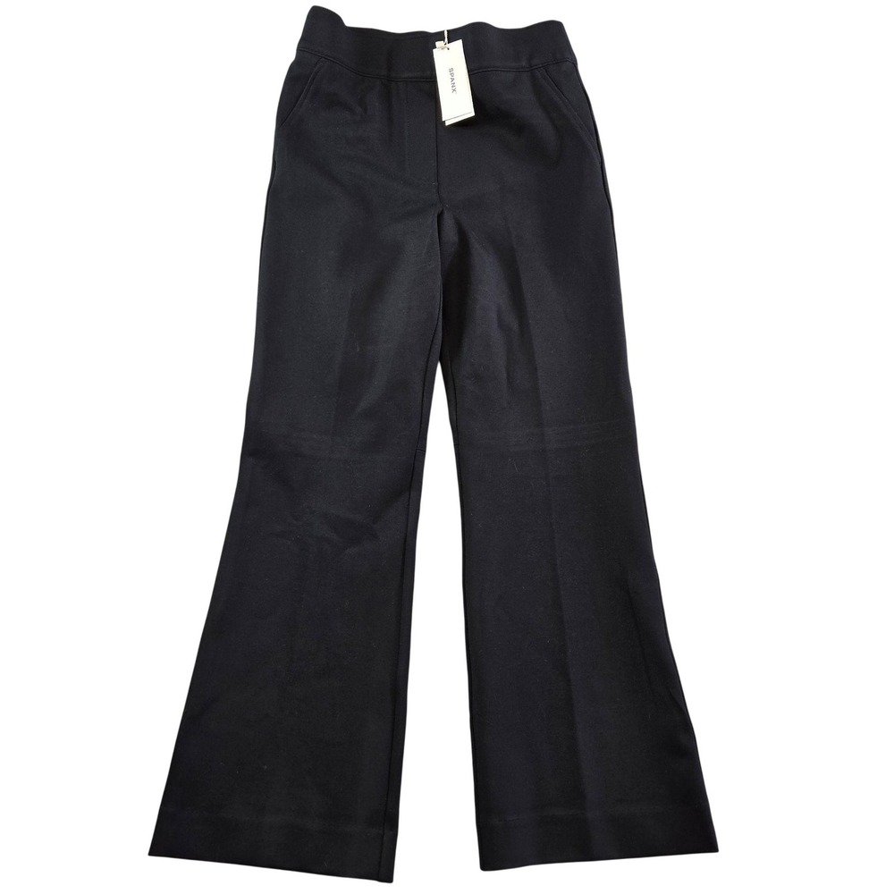 Spanx Pants Womens 8 Black Ponte Kick Flare Pull On Stretch Pockets Workwear